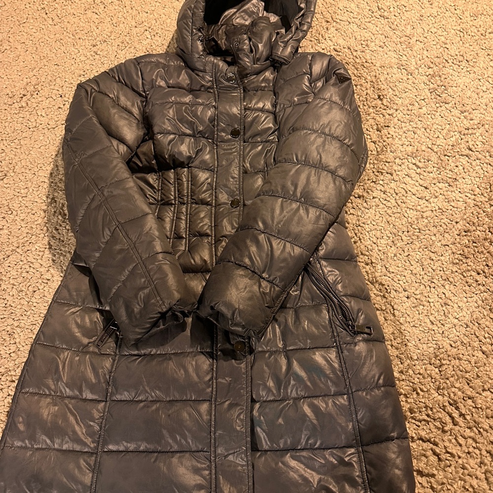 Guess Metallic Gray Puffer Jacket